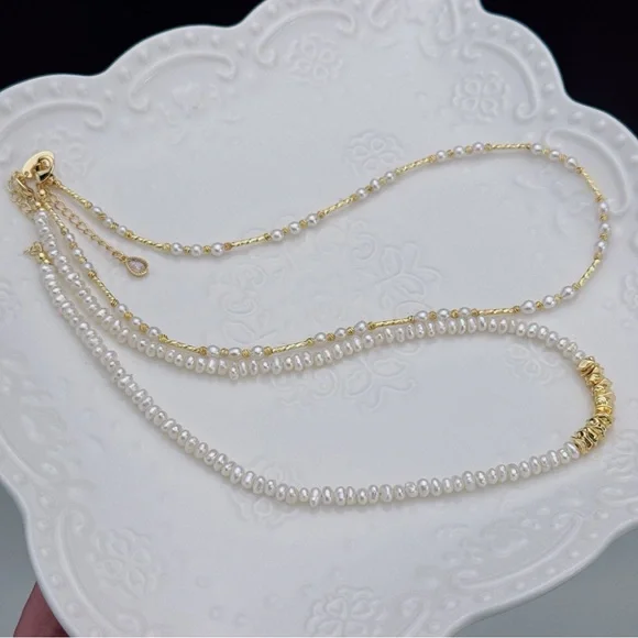 X85 Handmade Freshwater Baroque Pearl Necklace Set